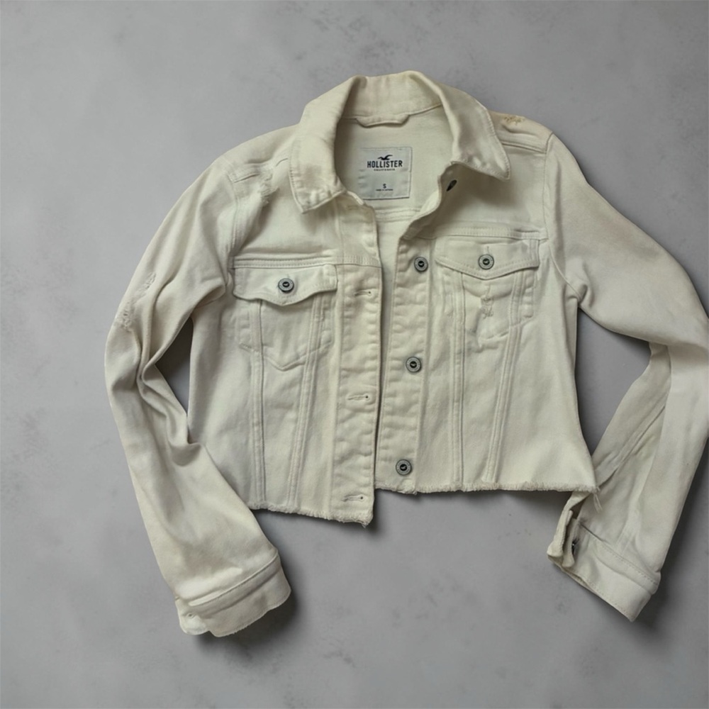 Hollister Women's Off-White Jean Jacket